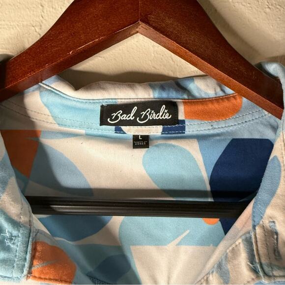 Bad Birdie Core Performance Polo Blue and Orange Floral Size Large - Picture 3 of 7